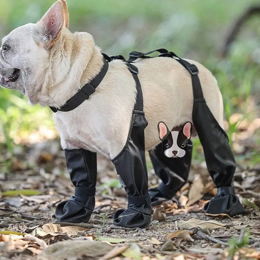 Waterproof Dog Shoes: Adjustable Boots for Rainy Days, Outdoor Walking - Soft Paw Protection for French Bulldogs
