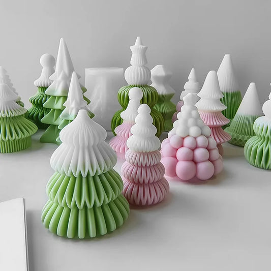 3D Origami Christmas Tree Silicone Mold — DIY Aroma Candle, Plaster & Gel Mold for Handmade Creative Holiday Decorations