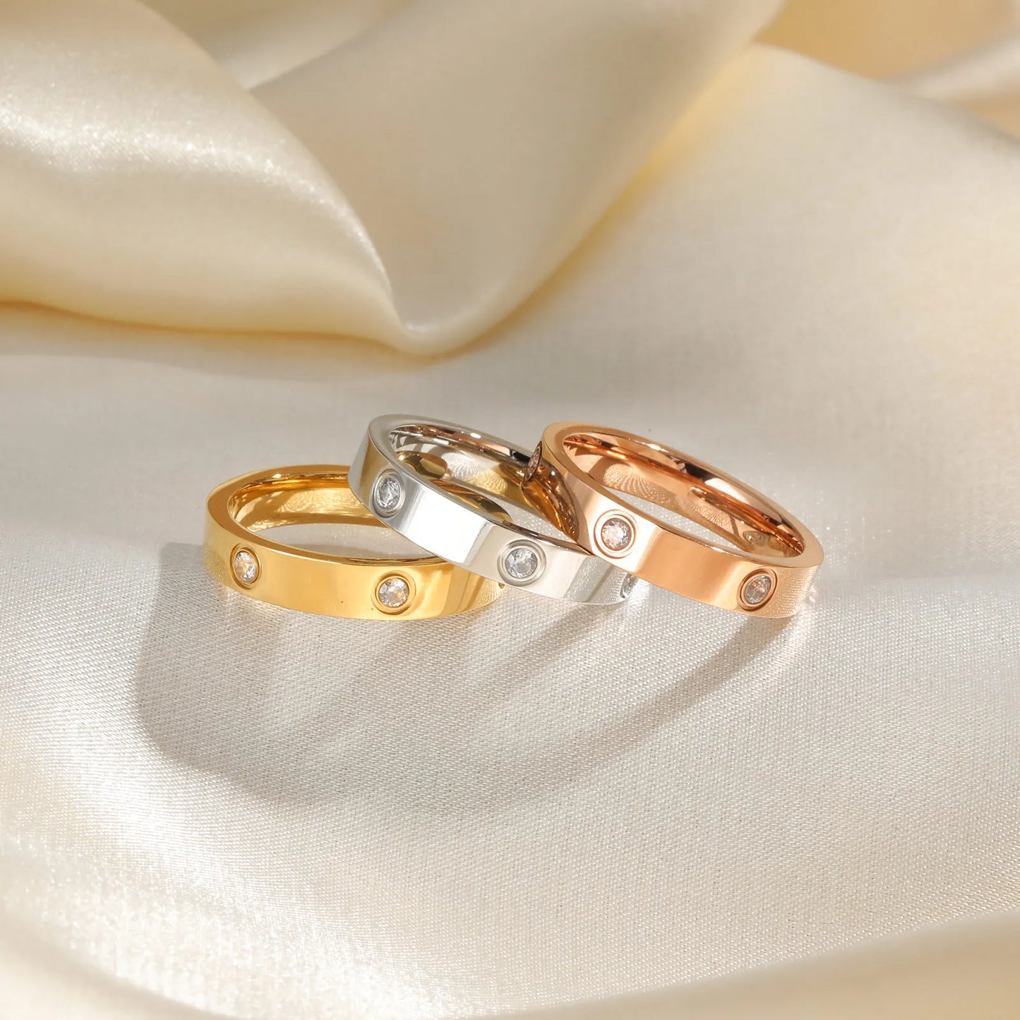Gold-Plated Cubic Zirconia Love Ring — Promise & Wedding Band for Women