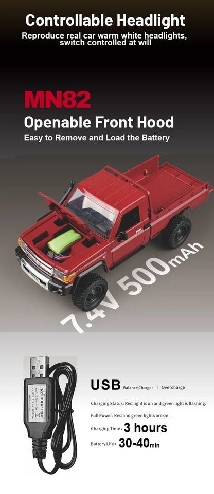 MN82 Pro RC Off-Road Vehicle — 1:12 Scale 4WD Climbing Car for Toyota LC79 Simulation