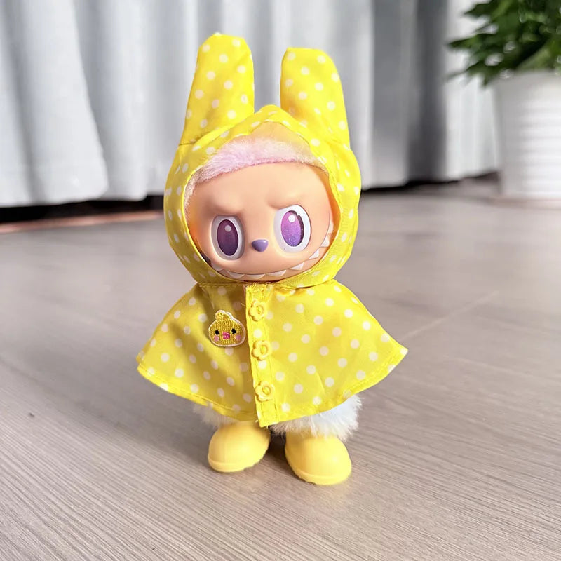 17CM Labubu Monster Doll Clothes – DIY Colorful Raincoat Outfit with Cute Candy Dots, Kids’ Gift Accessories