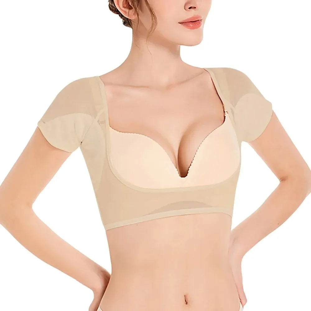 Breathable Sweat-Wicking Vest for Women – Slimming Mesh Cotton Underarm Pad, Sweat-Proof & Washable