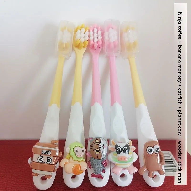 3PCS Italian Brainrot Tung Kids Toothbrushes — Soft Bristle Anime Cartoon Toothbrush for Children Ages 2-12