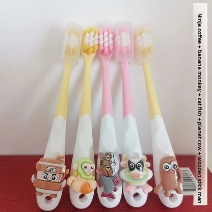 3PCS Italian Brainrot Tung Kids Toothbrushes — Soft Bristle Anime Cartoon Toothbrush for Children Ages 2-12
