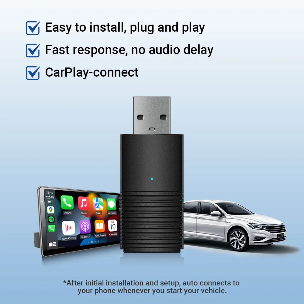 Ottomotion MINI Wireless CarPlay Adapter for iPhone - USB Connection, Compatible with Hyundai, VW, Mazda, Toyota, Kia, Ford, Chery