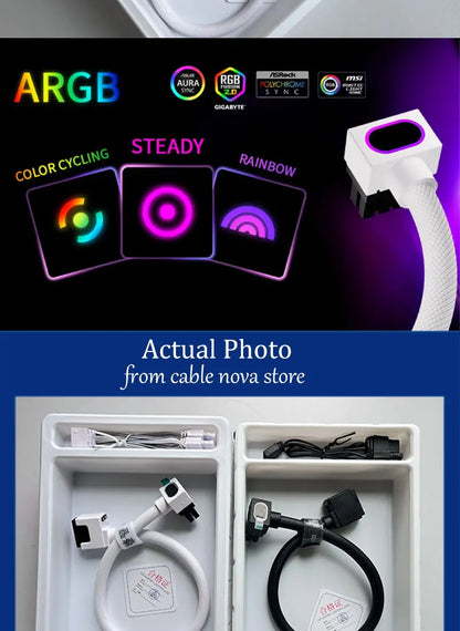 AIJS 8-Pin ARGB CPU Power Extension Cable – One-Line Computer Connection Extension Cord