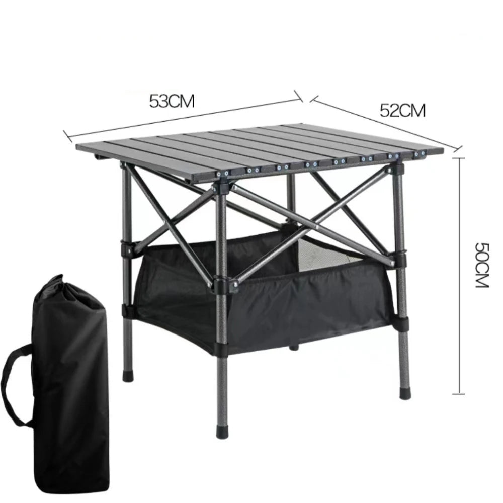 Outdoor Folding Long Table – Portable Black Camping Desk with Net Bag, Easy Setup & Stable for BBQs