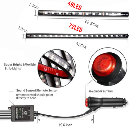 Neon LED Car Interior Ambient Foot Strip Light Kit: Remote & App Controlled RGB Decorative Lamps for Auto Atmosphere Enhancement