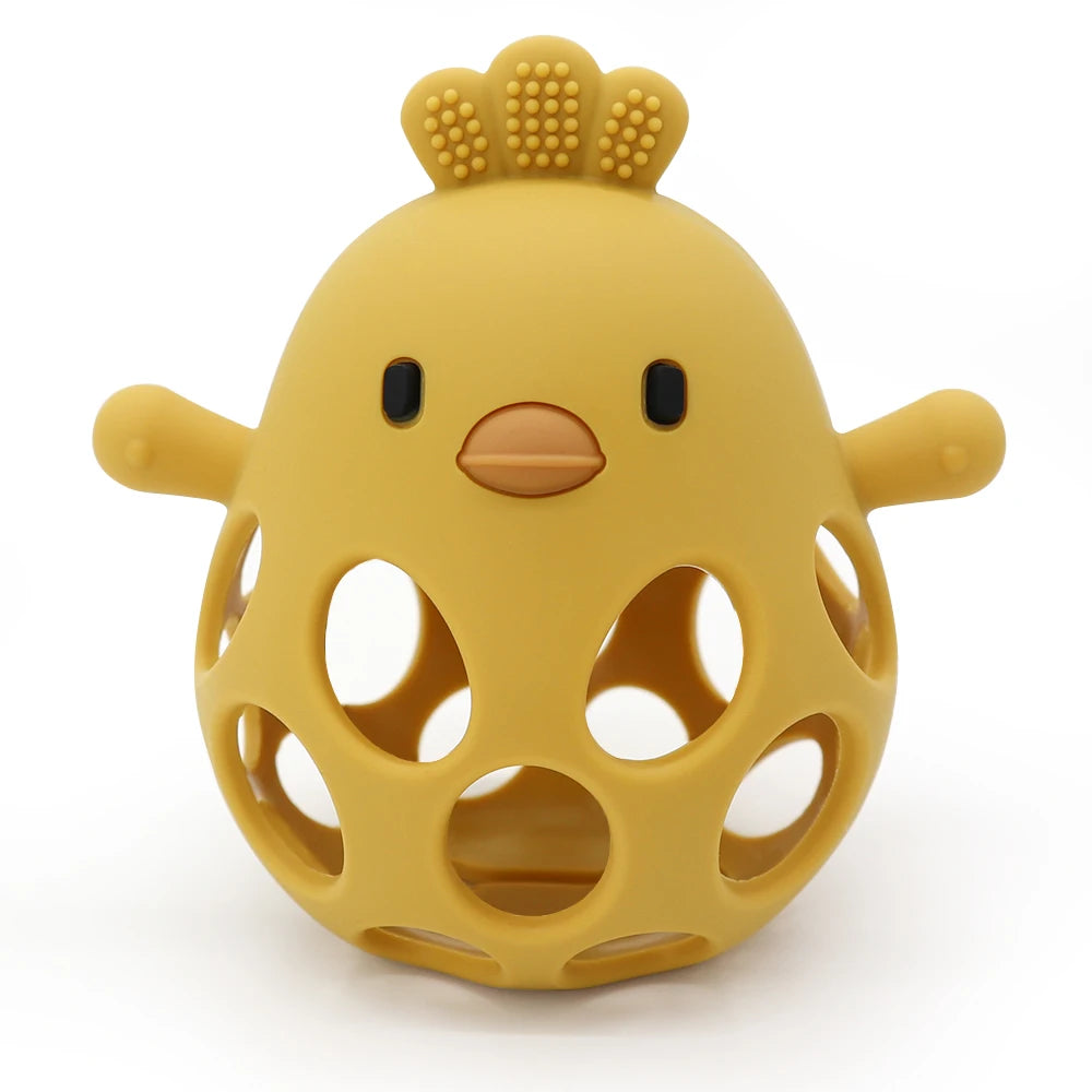 Baby Chick Silicone Teether - Cartoon Hollow Chewing Toy for Infant Teething Training & Care