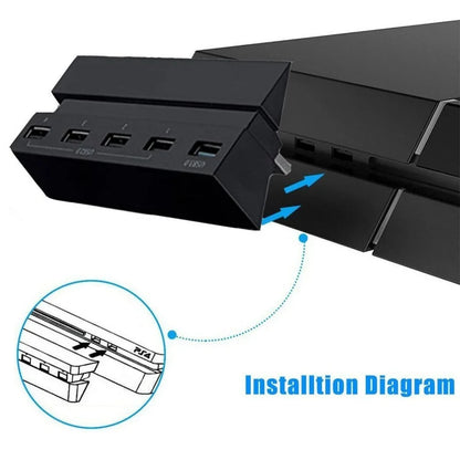 5-Port USB Hub for PS4 Gaming Console – High-Speed USB 3.0 Expansion Adapter (Not for PS4 Slim/Pro)