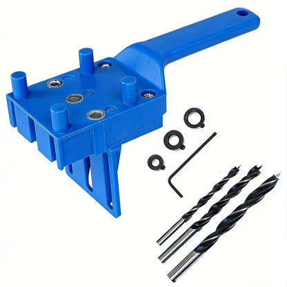 3-in-1 Self-Centering Dowel Jig Drill Guide Kit – 6/8/10mm Woodworking Straight Hole Punching & Joinery Positioning Tool