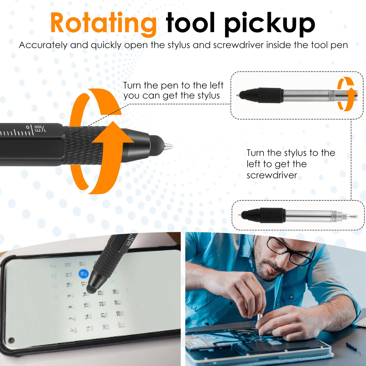 12-in-1 EDC Multitool Pen - LED Light, Level, Bottle Opener, Stylus & Screwdriver for Men