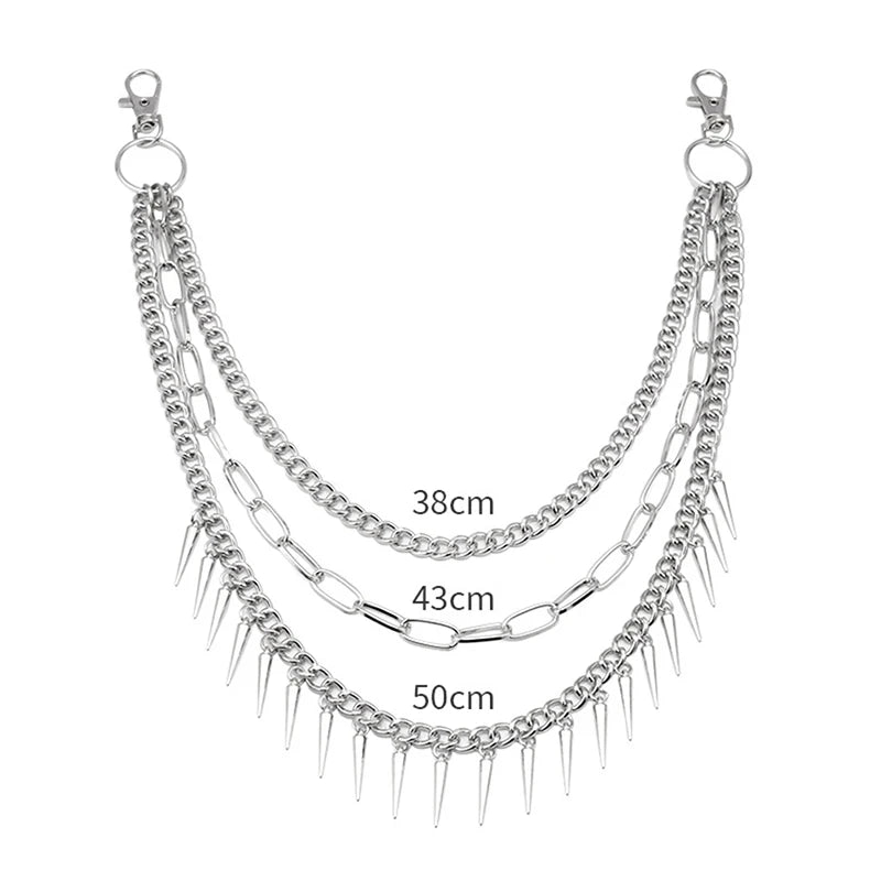 Punk Rock Metal Waist Chain Keychain – Unisex Hip-Hop Jewelry for Jeans, Wallets & Accessories