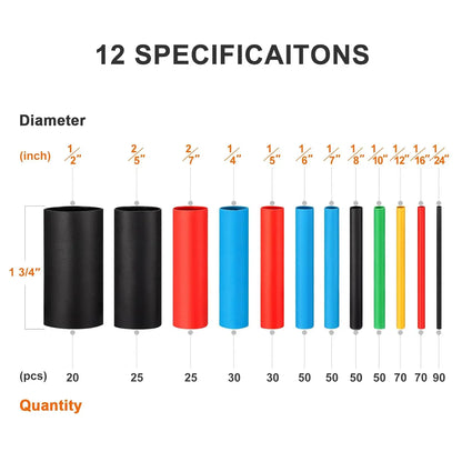 580/560Pcs Heat Shrink Tubing Kit – EVA Material, 6 Colors & 11 Sizes for Electrical Insulation, Repairs & Wire Connections