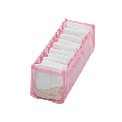 7-Grid Jeans Storage Box — Closet & Wardrobe Drawer Organizer for Clothes, Pants, and Socks Separation