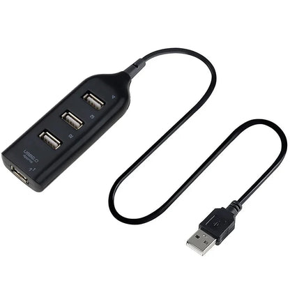 Mini USB 2.0 4-Port Hub - Powered USB Splitter with Adapter for PC, Laptop & Desktop, 480Mbps Data Transfer