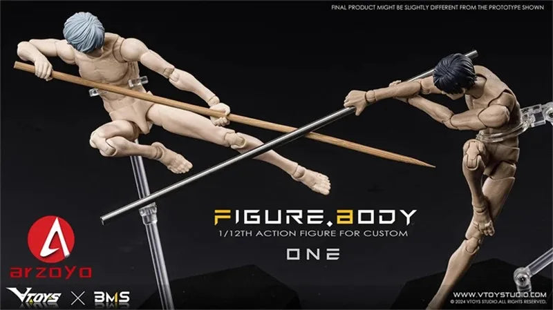 VTOYS X BMS 1/12 Male Muscle Action Figure — 16.5cm Super Flexible Joint Articulated Doll Model White & Yellow