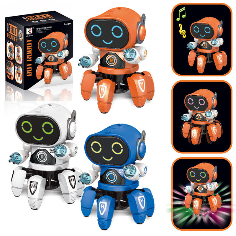 Dance Music Robot Octopus Toy – 6-Claw Spider Vehicle Robot with Lights & Sound, Early Education Birthday Gift for Kids