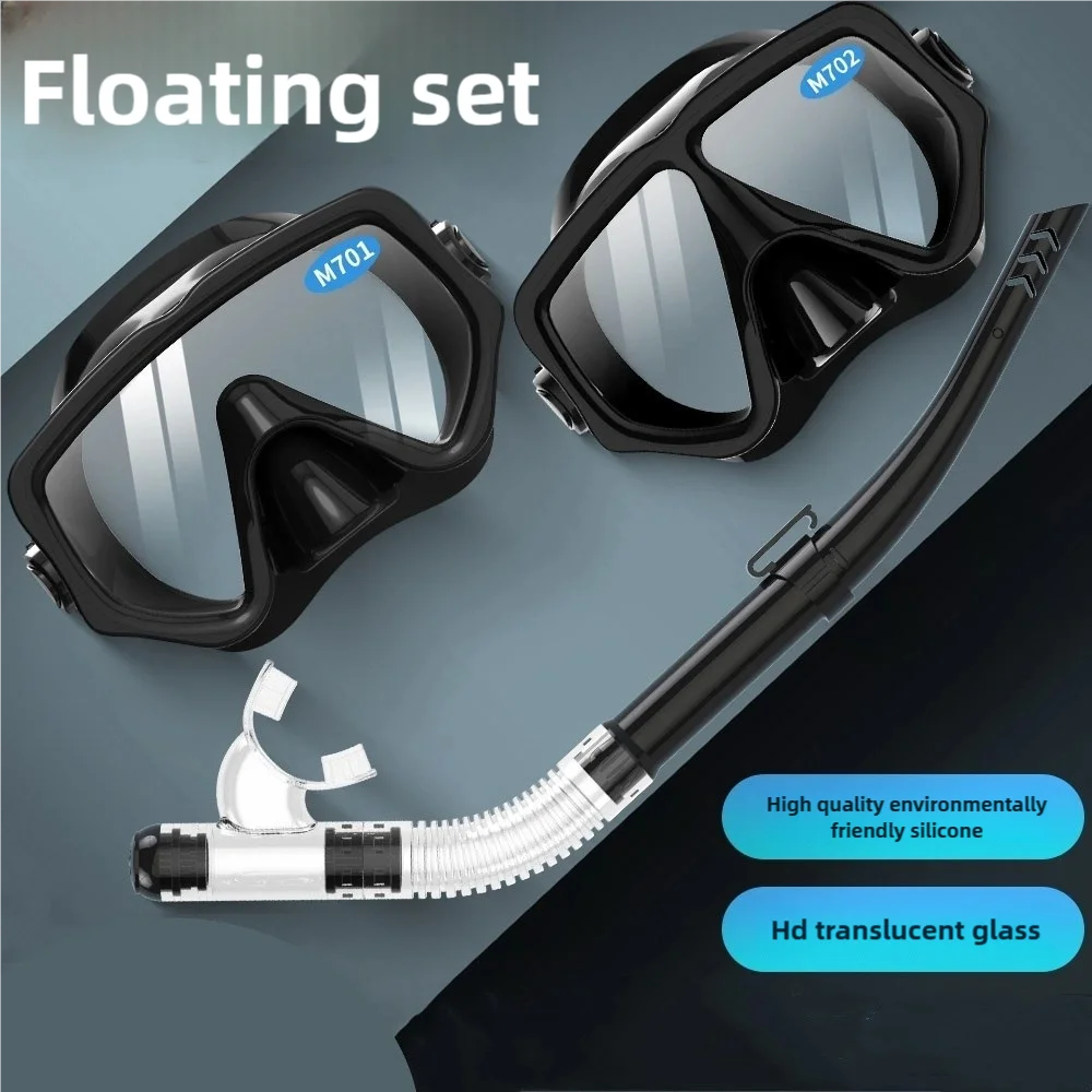 Dry Snorkel Set with Tempered Glass Diving Mask – Professional Panoramic Snorkeling & Swimming Training Gear for Adults