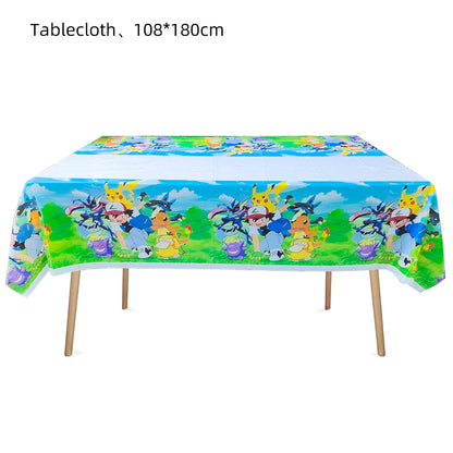 Pokemon Pikachu Tablecloth — Disposable Birthday & Baby Shower Party Table Cover, Kids Party Supplies