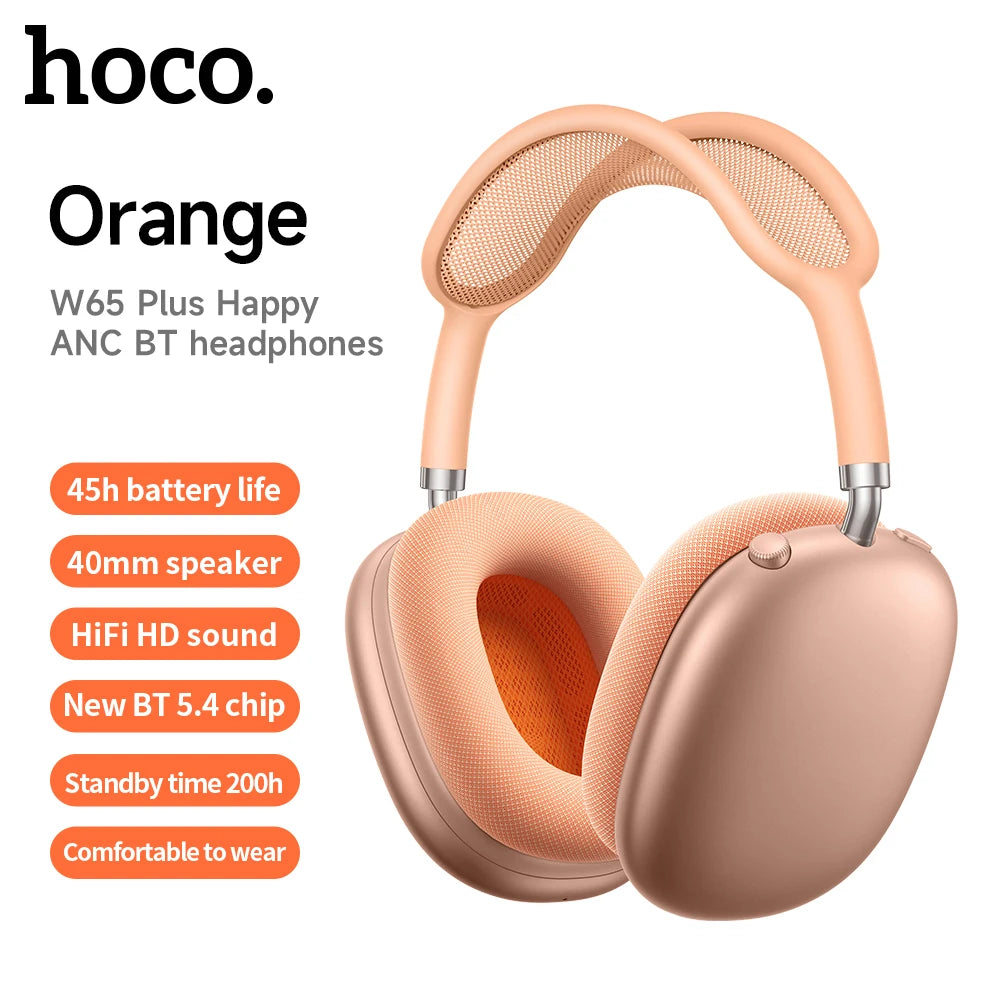 HOCO W65 Plus ANC Bluetooth Headphones – Wireless Over-Ear Noise Cancelling HiFi Sport Headset with Control Button