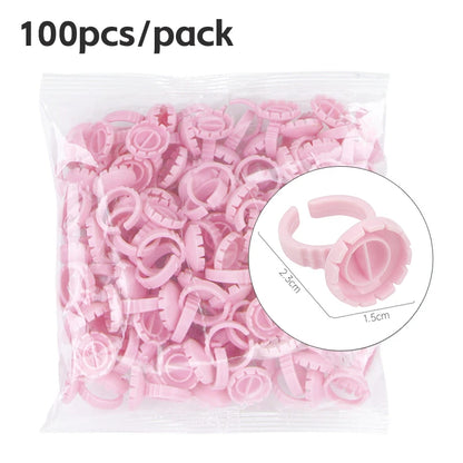 AILEISHI 100PCS Disposable Eyelash Glue Cup Rings – Lash Extension Pigment Holder Tattoo Makeup Tools