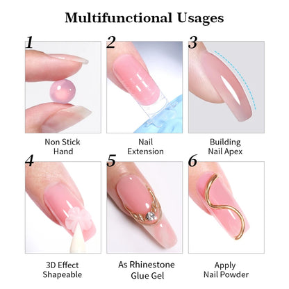 BORN PRETTY 15ml Clear Non-Stick Hand Extension Gel - 3D Shaping Nail Art, Milky Jelly Hard Gel for Fake Nails