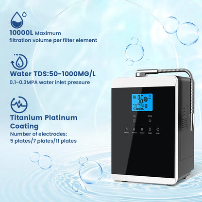 11-Plate Platinum Alkaline Water Ionizer Machine — Household PH 4.5~10.5 Acid & Alkaline Water Generator