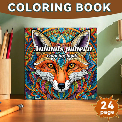 24-Page Mandala Animals Coloring Book - Creative Art & Stress Relief Activity Book for Adults, Gifts & Parties