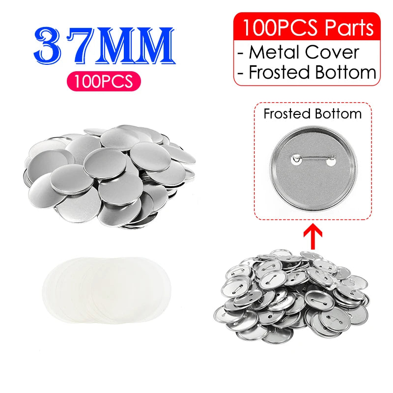 100 Set Blank Badge Button Maker Supplies Kit – DIY Pin Button Parts for 25mm–58mm Pin Badge Press Machine Accessories