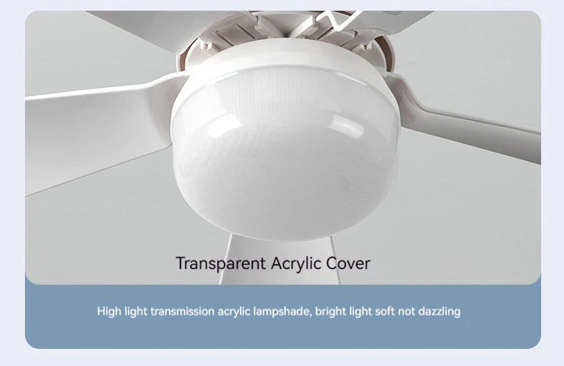 30W Ceiling Fan with LED Light – Dimmable Remote Control, E27 Base Smart Fan for Bedroom & Living Room