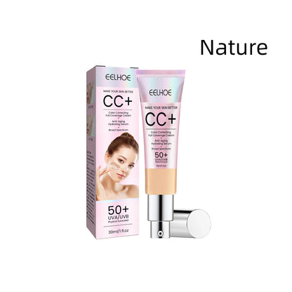Waterproof CC Cream Foundation SPF 50 – Moisturizing Brightening Concealer with Oil Control, Sun Protection Makeup (1/2/3pcs)