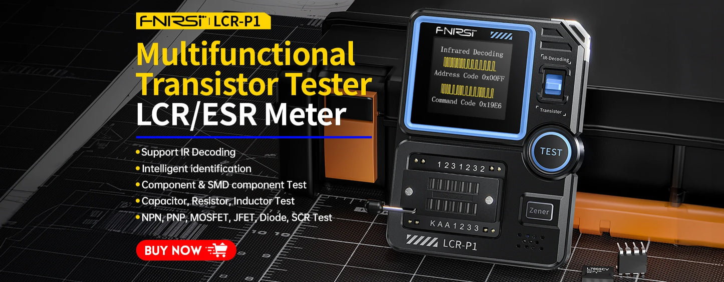 FNIRSI LCR-ST1 Mini Smart Tweezer | LCR SMD ESR Tester for Resistance, Capacitance, Inductance, Continuity & Diode Testing