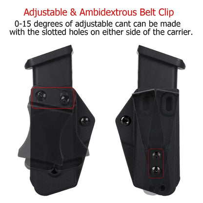 Tactical 2-Pack Magazine Holsters – Ambidextrous IWB/OWB Mag Carriers for Glock 17–45, Right- and Left-Hand Use