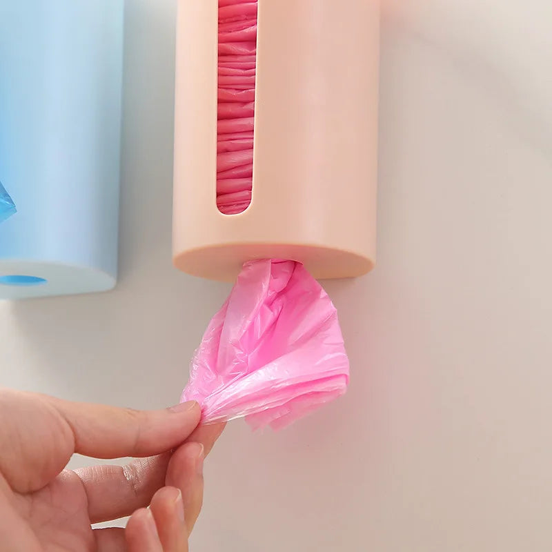 Nail-Free Wall-Mounted Plastic Garbage Bag Holder – Trash & Cotton Pad Storage Box for Home, Kitchen, and Bathroom