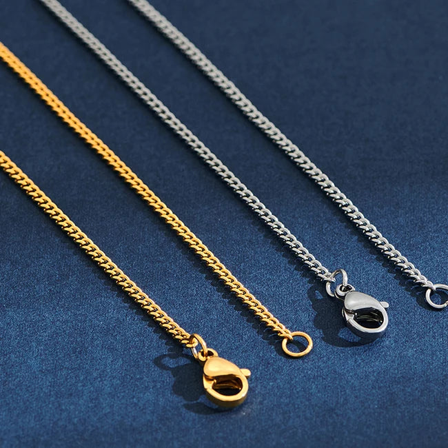2mm Stainless Steel Link Chain Necklace for Men & Women – Silver & Gold Colors, 14"–30" Adjustable Length
