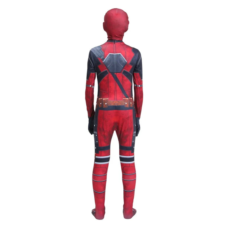 Deadpool Cosplay Costume for Kids – Superhero Roleplay Outfit with Headgear & Gloves, Halloween Party Suit
