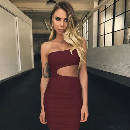 Women’s Sexy One-Shoulder Bodycon Dress – Sleeveless Club Wrap Chest Summer Skirt