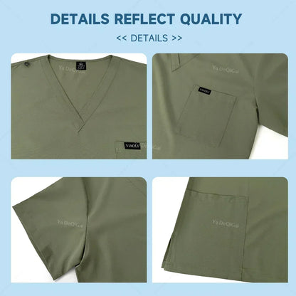 Women's Stretch Scrub Set - Nursing Uniform Top & Jogger Pants for Medical Work
