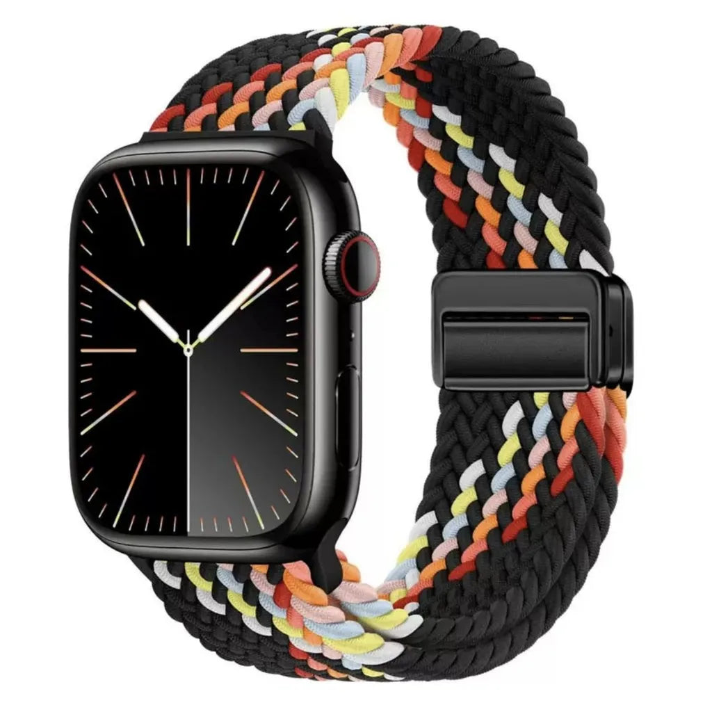 Nylon Braided Watch Band for Apple Watch – Compatible with Series SE, 3–10 & Ultra (38–49mm Adjustable Sport Strap)