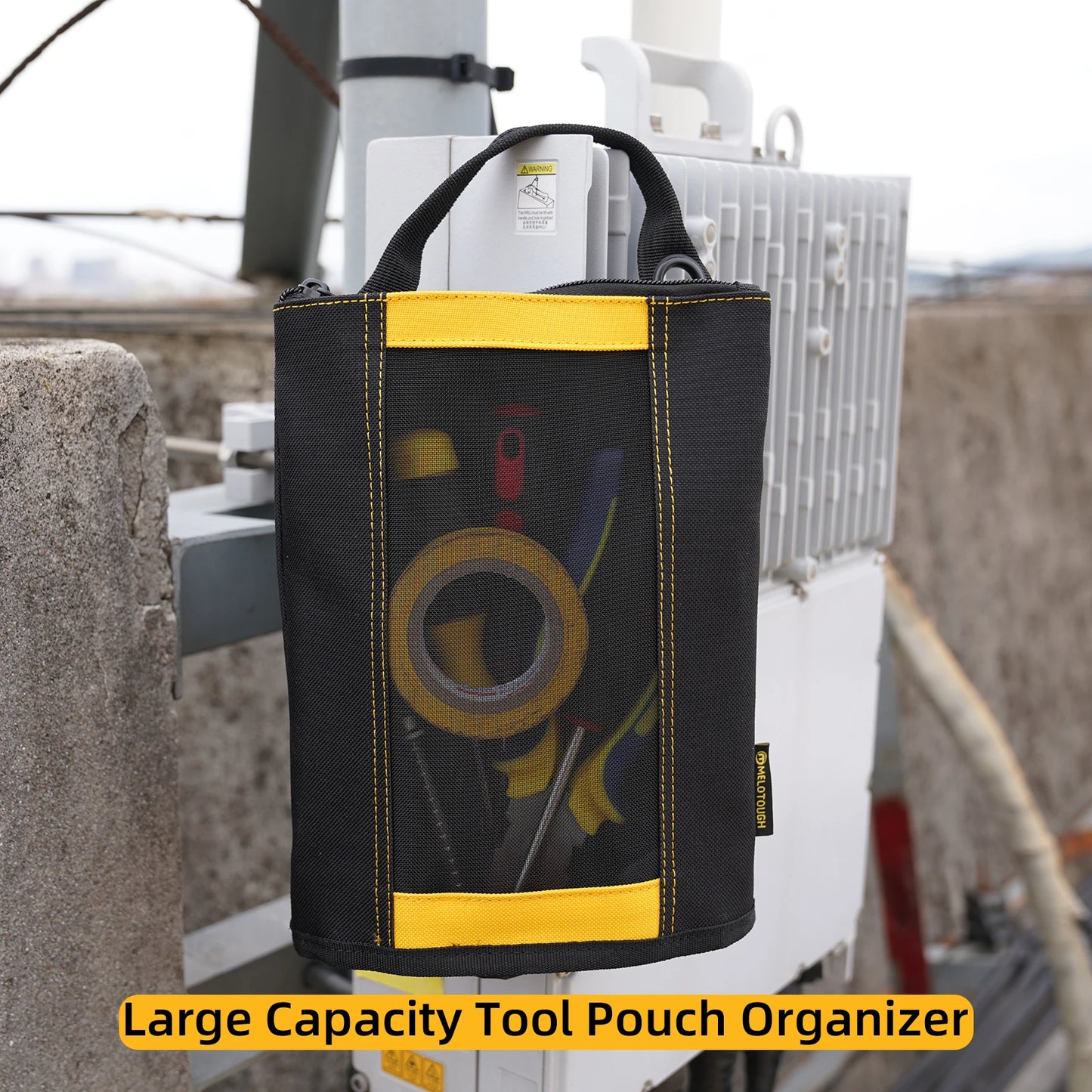 MELOTOUGH Canvas Tool Pouch | 2-Pack Zipper Bags with Mesh Window & Hanging Grommets