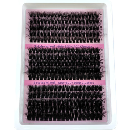New 15 Rows DIY 5D Fluffy Lash Clusters – 60D–200D Wispy Thick Individual Eyelash Extensions 10–20mm Volume Lash Kit for Salon-Style Look
