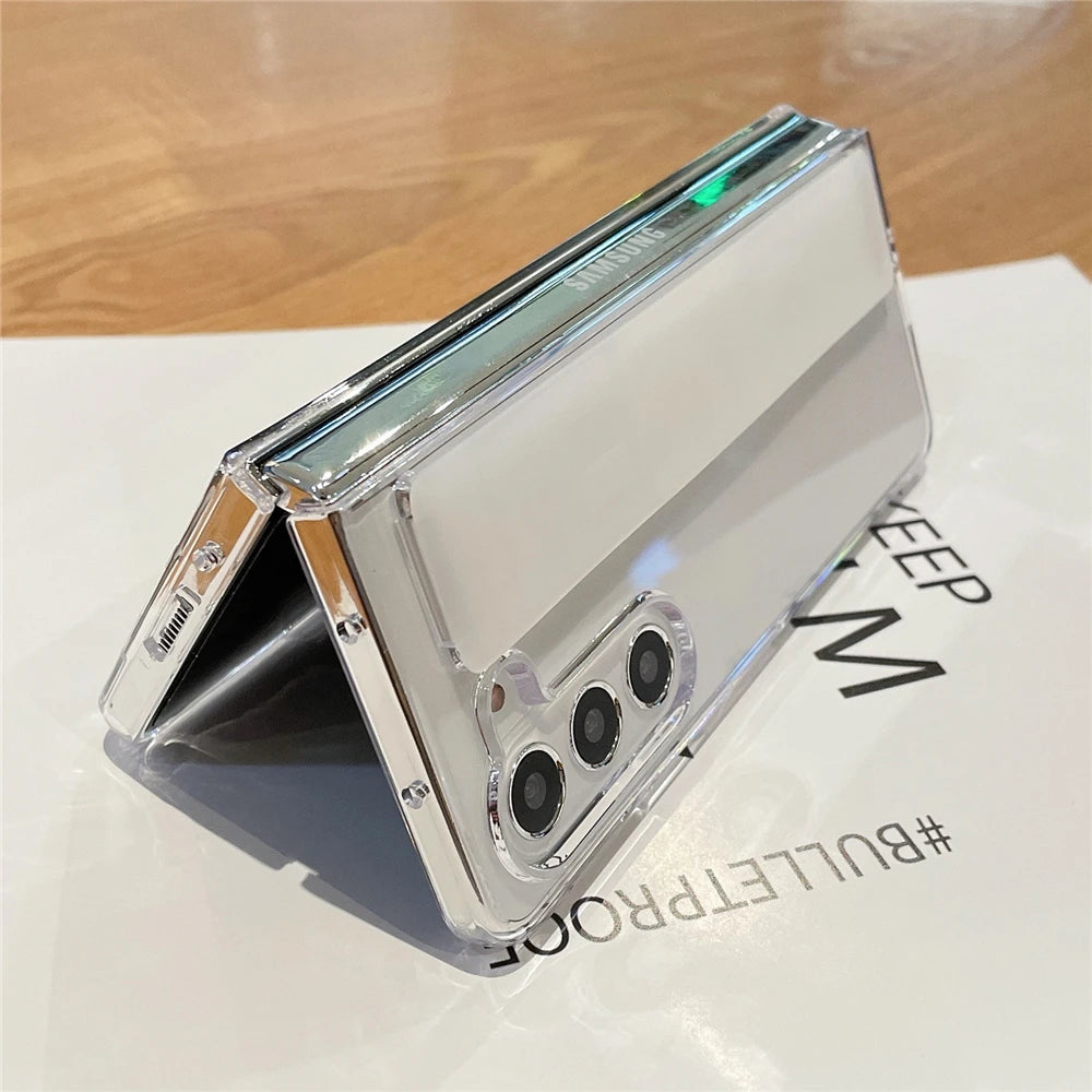 Samsung Galaxy Z Fold Series Phone Case - Ultra-Thin Matte Hard Cover with Soft Silicone Wrist Strap Bracket