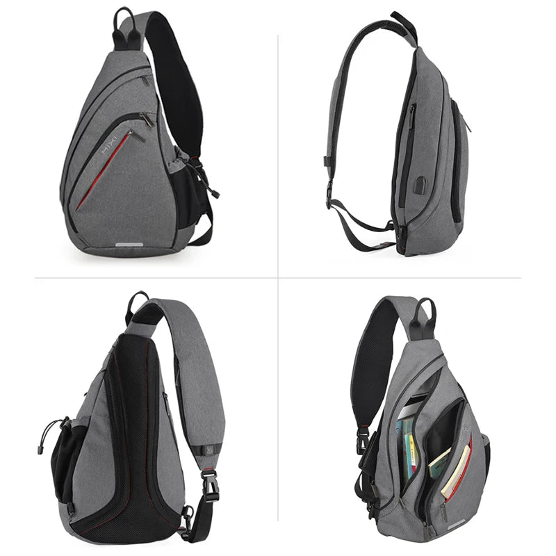 Mixi Men’s One Shoulder Backpack - Women’s Sling Bag, Crossbody with USB, Versatile for Cycling, Sports, Travel, and School