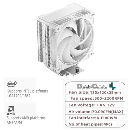 DEEPCOOL AG400 ARGB CPU Air Cooler – 4 Heat Pipes PWM 220W TDP Radiator for Intel LGA1700/1200/115X & AMD AM4/AM5 High Performance Cooling Fan