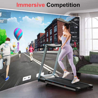 3.5HP Foldable Incline Home Treadmill – Walking Pad with Handlebar, 350LBS Capacity, Touch Screen & Smart App Data Monitoring