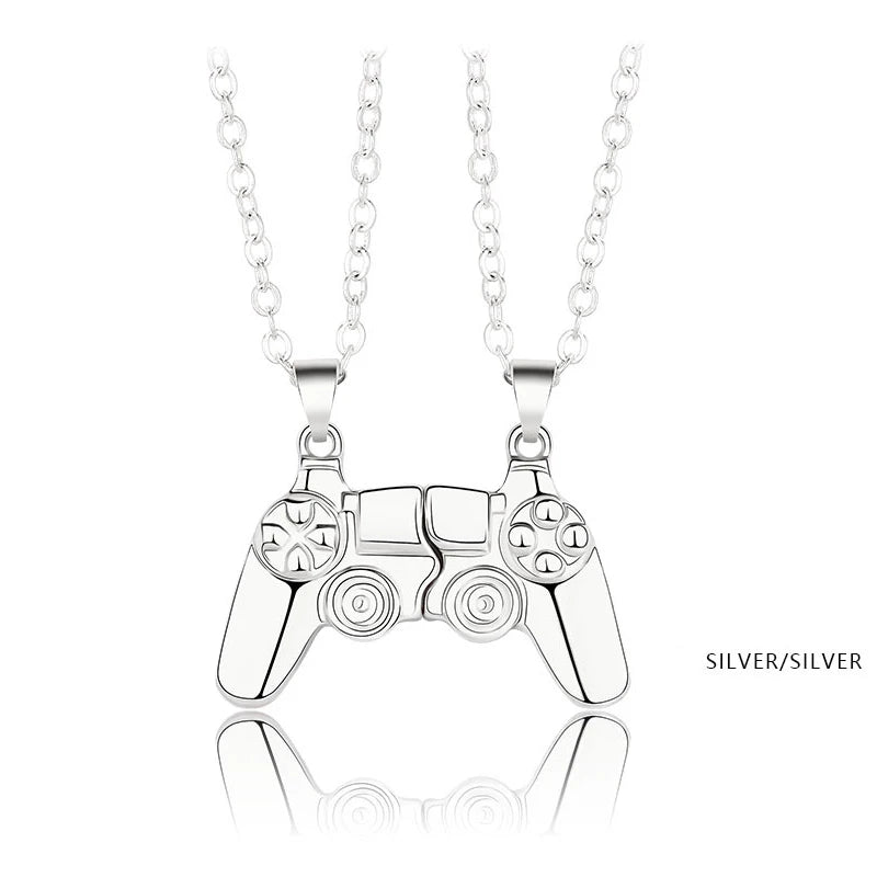 2Pcs Magnetic Couple Necklace Set – Game Controller Friendship Matching BFF Necklaces for Him & Her