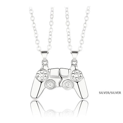 2Pcs Magnetic Couple Necklace Set – Game Controller Friendship Matching BFF Necklaces for Him & Her