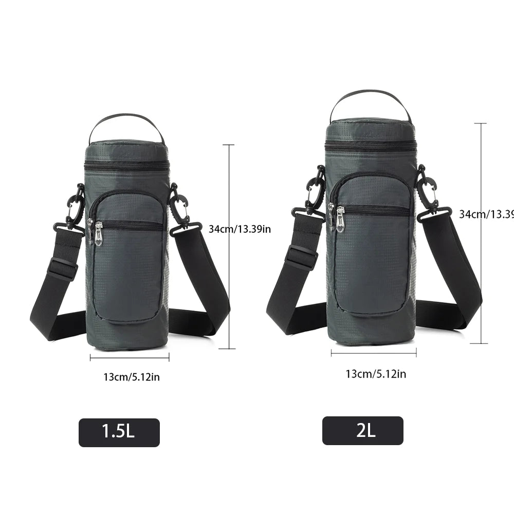 Insulated Water Bottle Storage Bag - 1L/2L Oxford Cloth Cooler Carrier for Summer Travel Hiking & Climbing