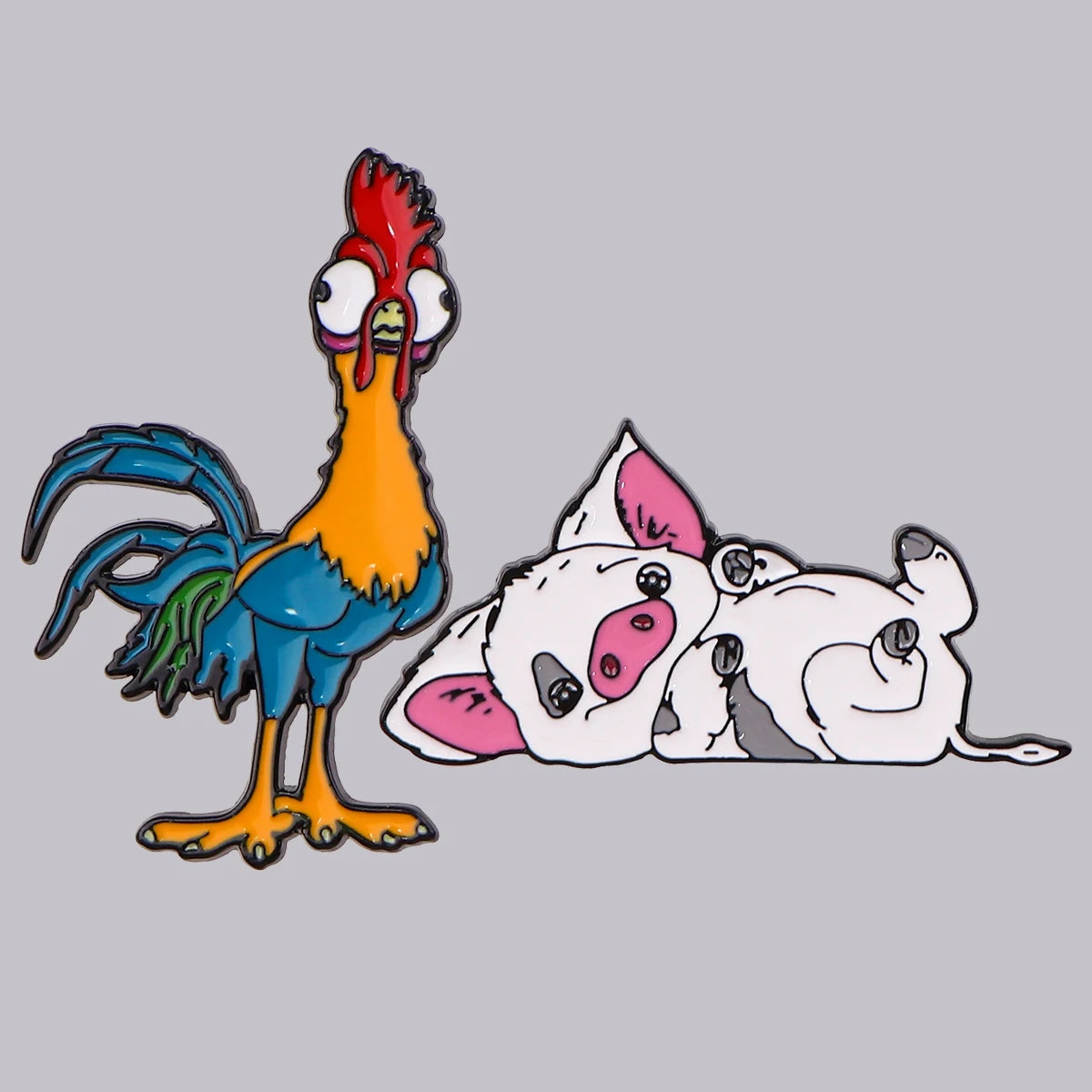 Cute Pig & Chicken Enamel Brooches — Lapel Pins for Women, Backpacks, Clothing & Accessories Gift